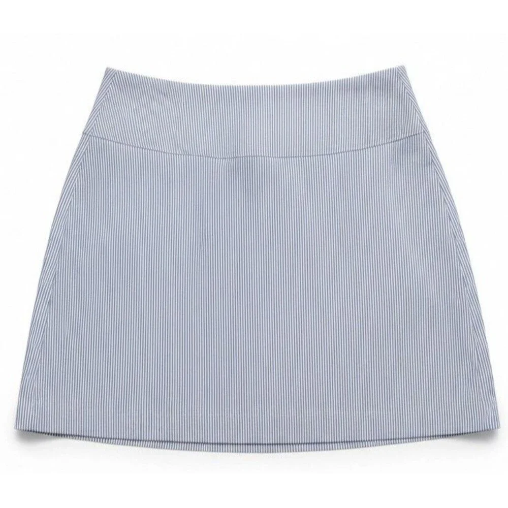 SC & Co Tummy Control Golf Skort Womens Blue/White Striped Stretch Tennis Skort
